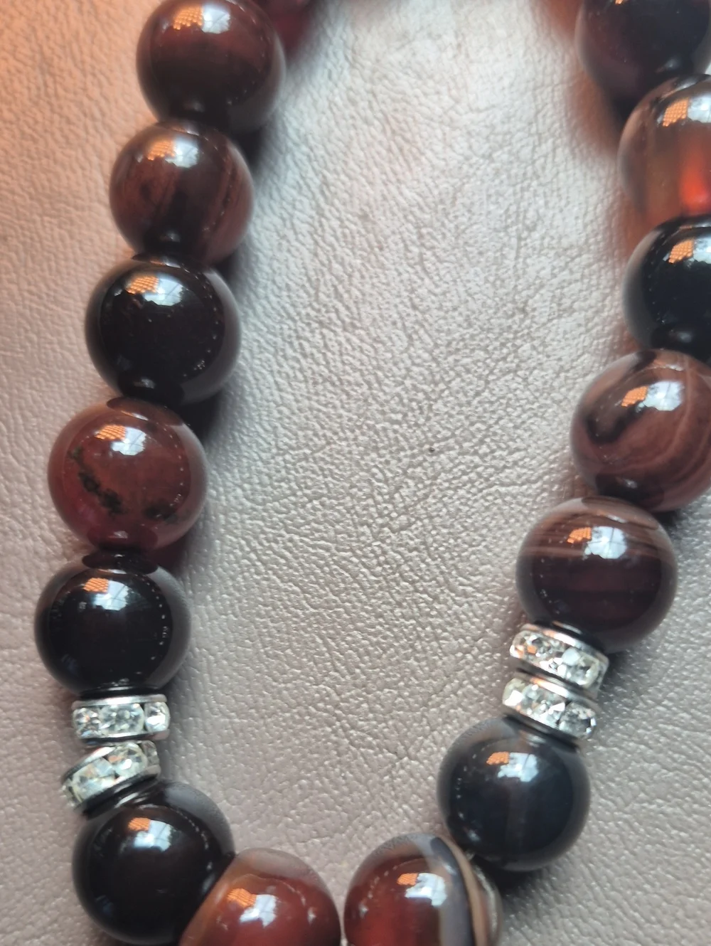 Vintage Beaded Stretch Small,Med,large Brown & Black Tree Of Life Charm Bracelet